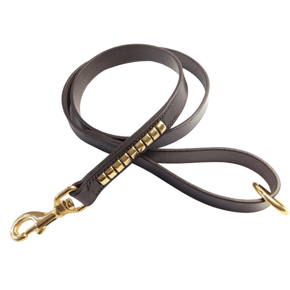 Traditional Decorated Staffie Lead handmade by ESB Leather