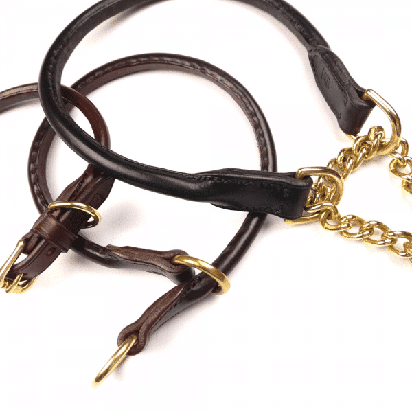 Rolled Leather Halfchoke Dog Collars ESB Leather