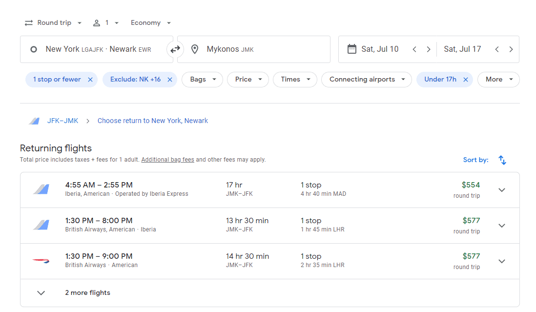 Cheap Flights New York to Mykonos, Greece 554577 r/t [JulyAugust] American Airlines