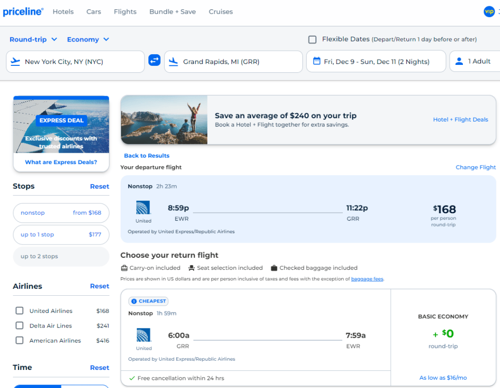 Nonstop Flights Newark/New York to Asheville or Grand Rapids 168176