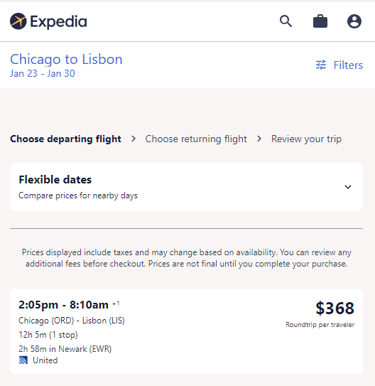 Cheap Flights Chicago to Lisbon 368374 r/t [Oct, JanMar, May