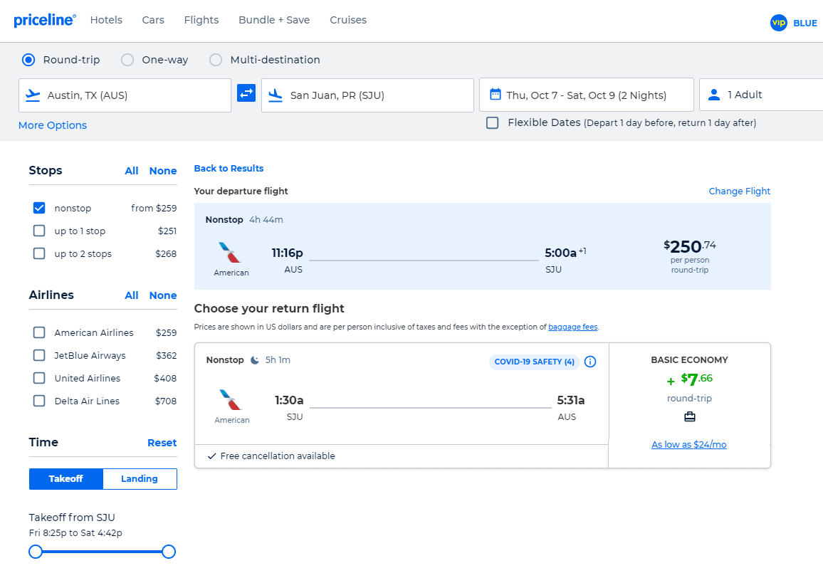 Nonstop Flights Austin to San Juan, Puerto Rico 259269 r/t [October