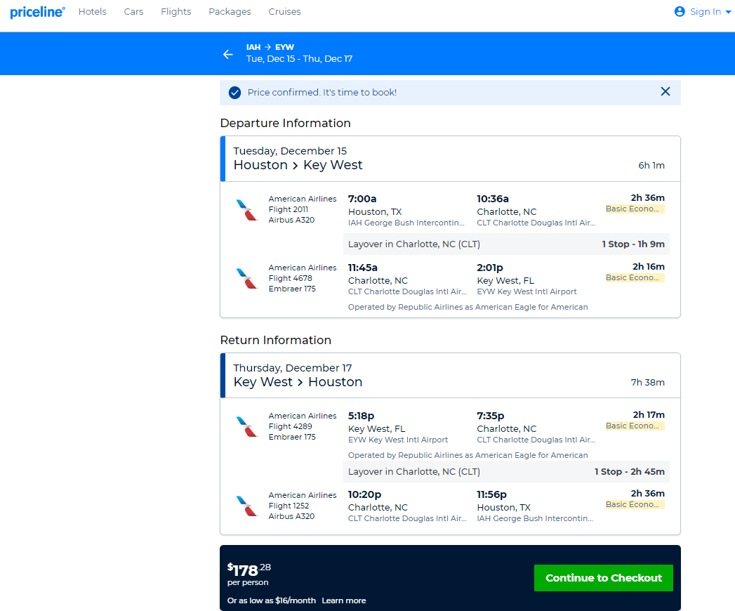 Cheap Flights Houston to/from Key West 178182 r/t [JulyDecember