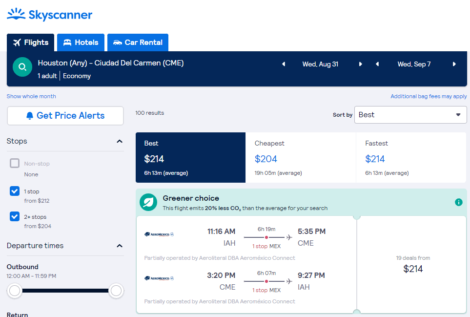 Cheap Flights Houston to/from Ciudad del Carmen 199233 r/t [August