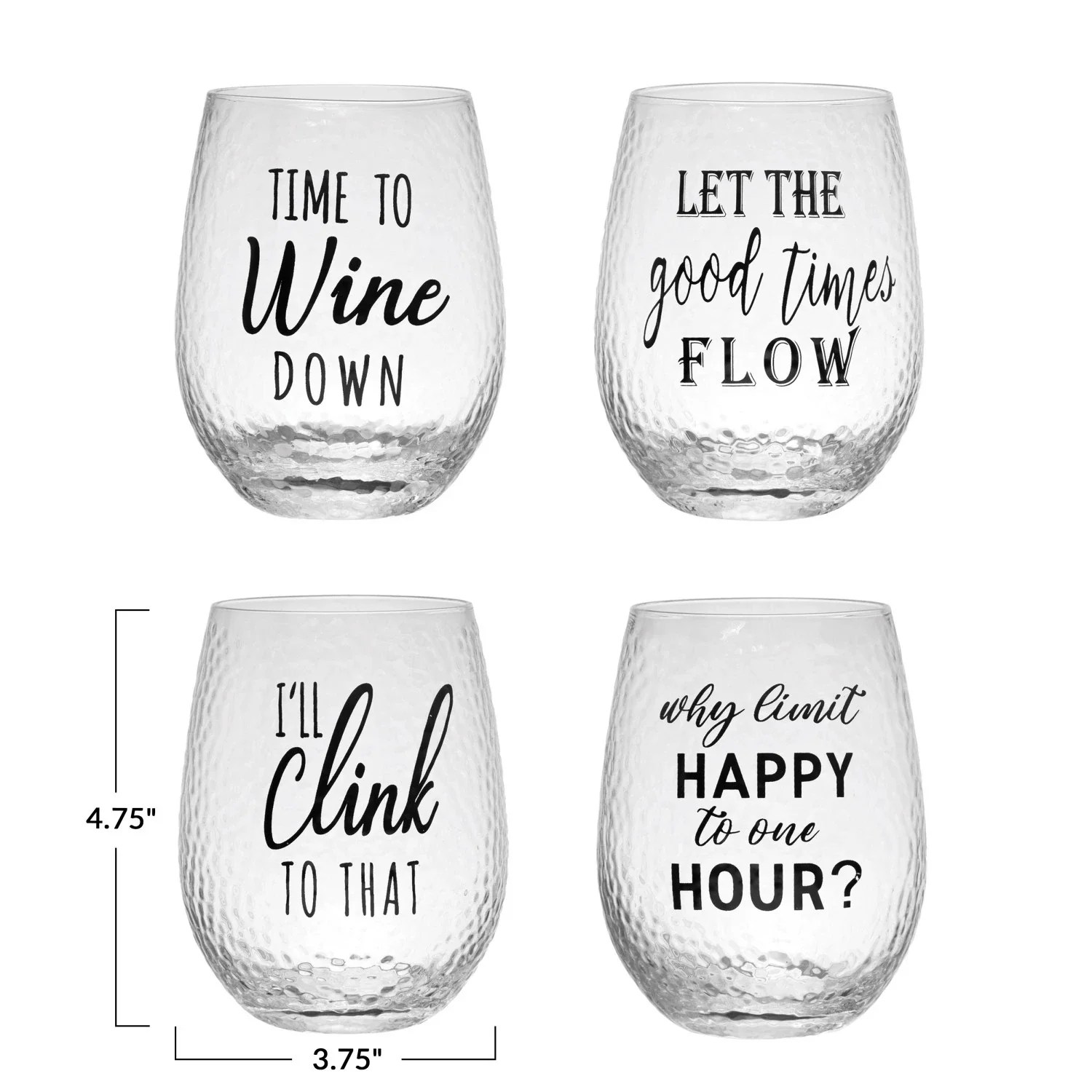 16oz Happy Hour Stemless Glass