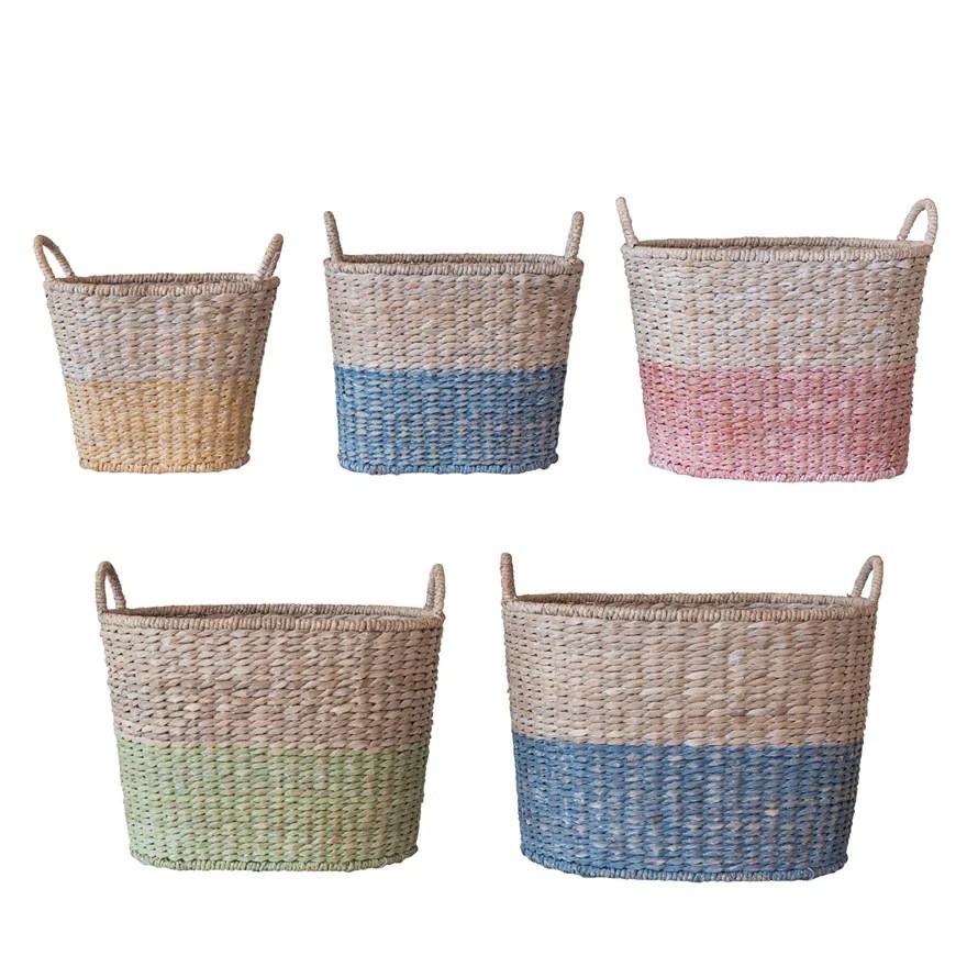 Dip Dyed Water Hyacinth Basket