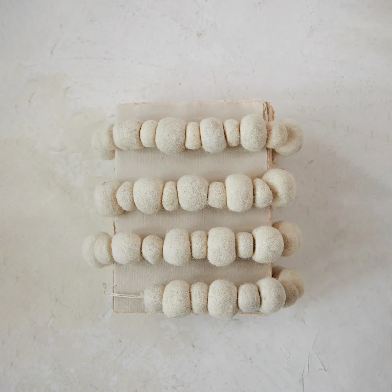 72" Felt Ball Garland Cream