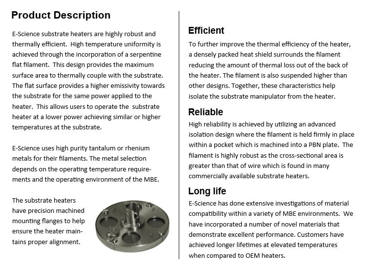 Substrate Heaters for MBE escience