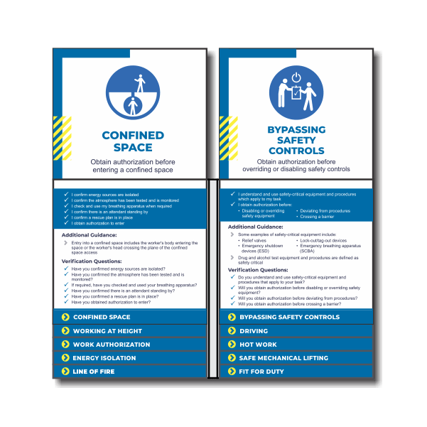 Life Saving Rules Flip Guide Energy Safety Canada