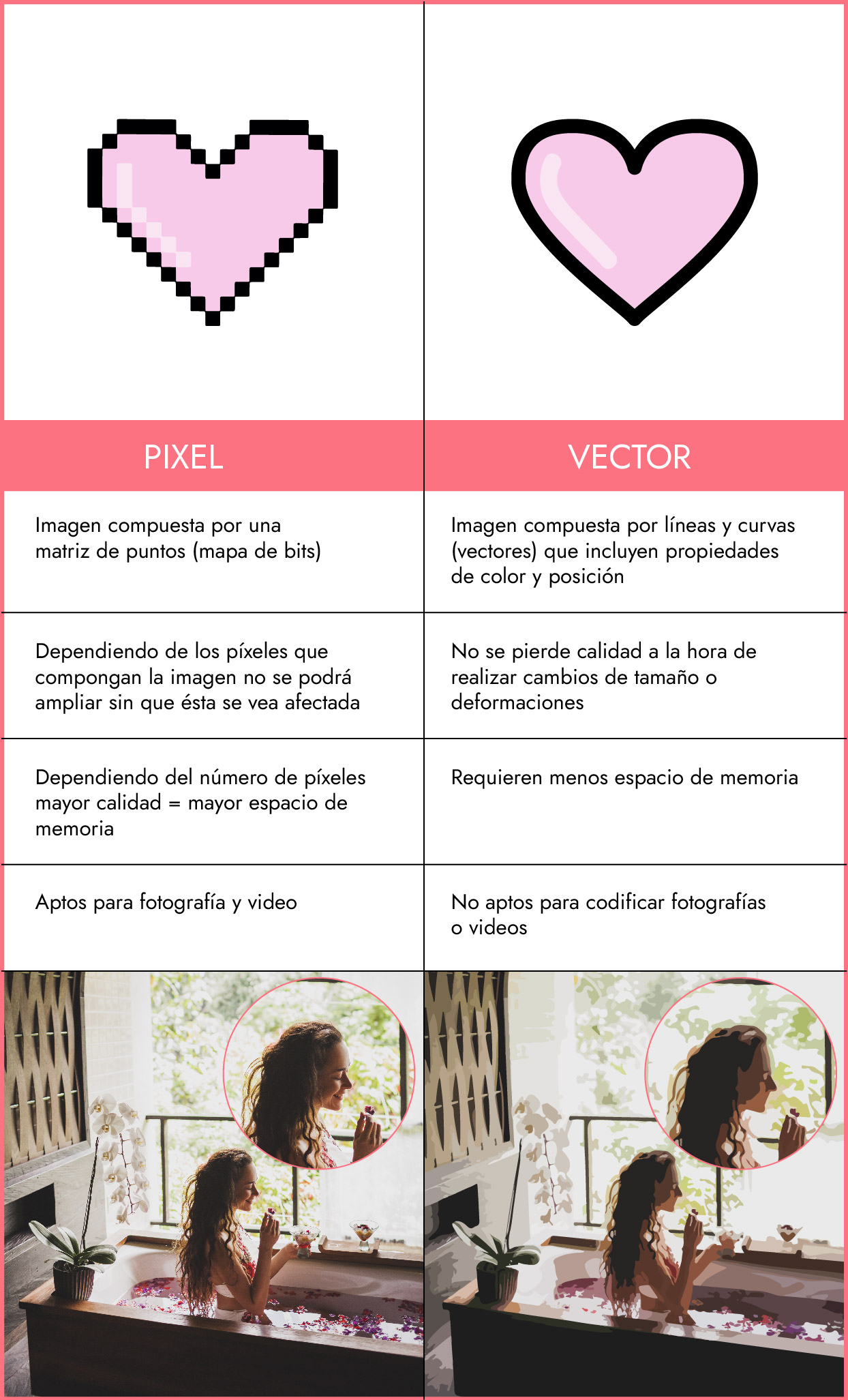 Diferencia entre pixel y vector Escuela Project Party