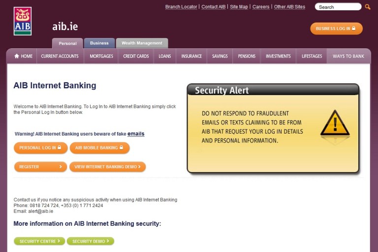 Fake AIB online banking email fraud ESET Ireland