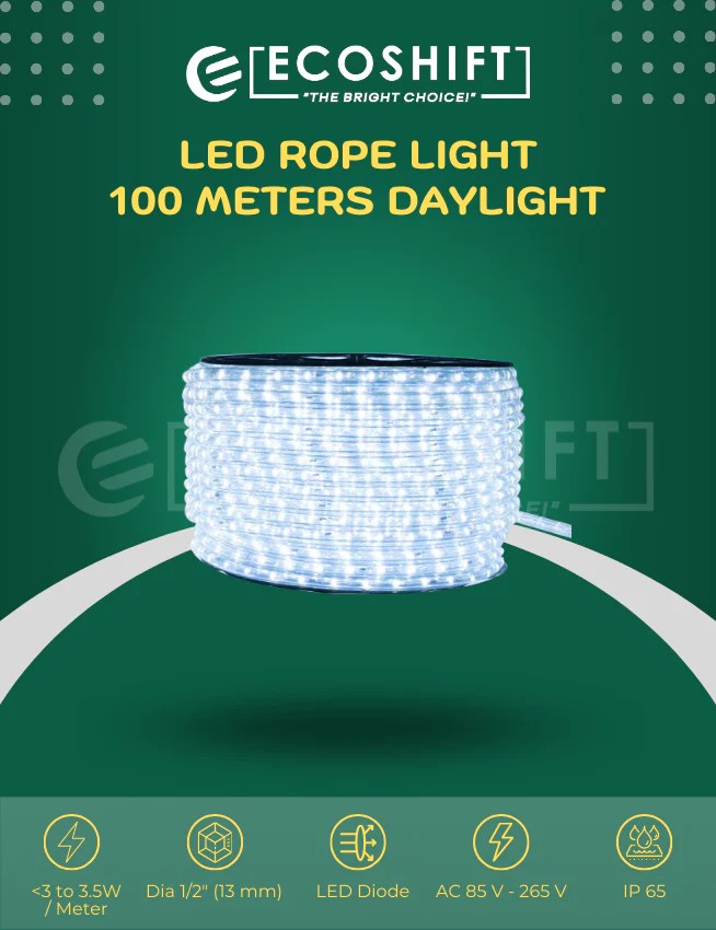 LED Rope Light 100 Meters Daylight – Ecoshift Shopify