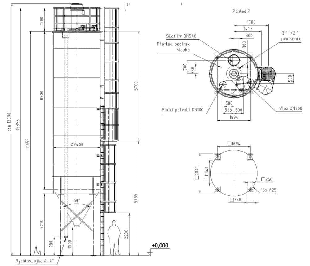 MSS2x40 Malt storage silo 2x40m3 the fully equipped system