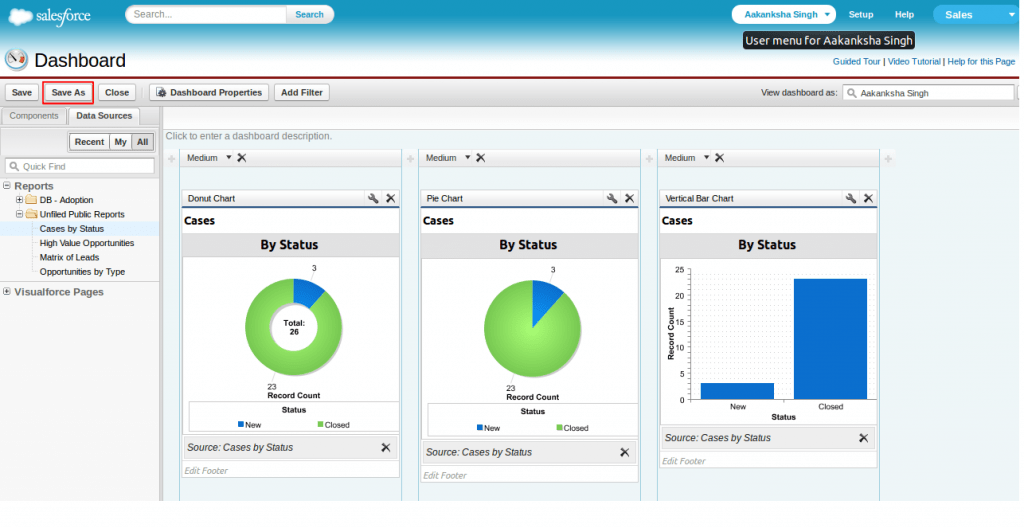 How to use Dashboard Builder in Salesforce Classic