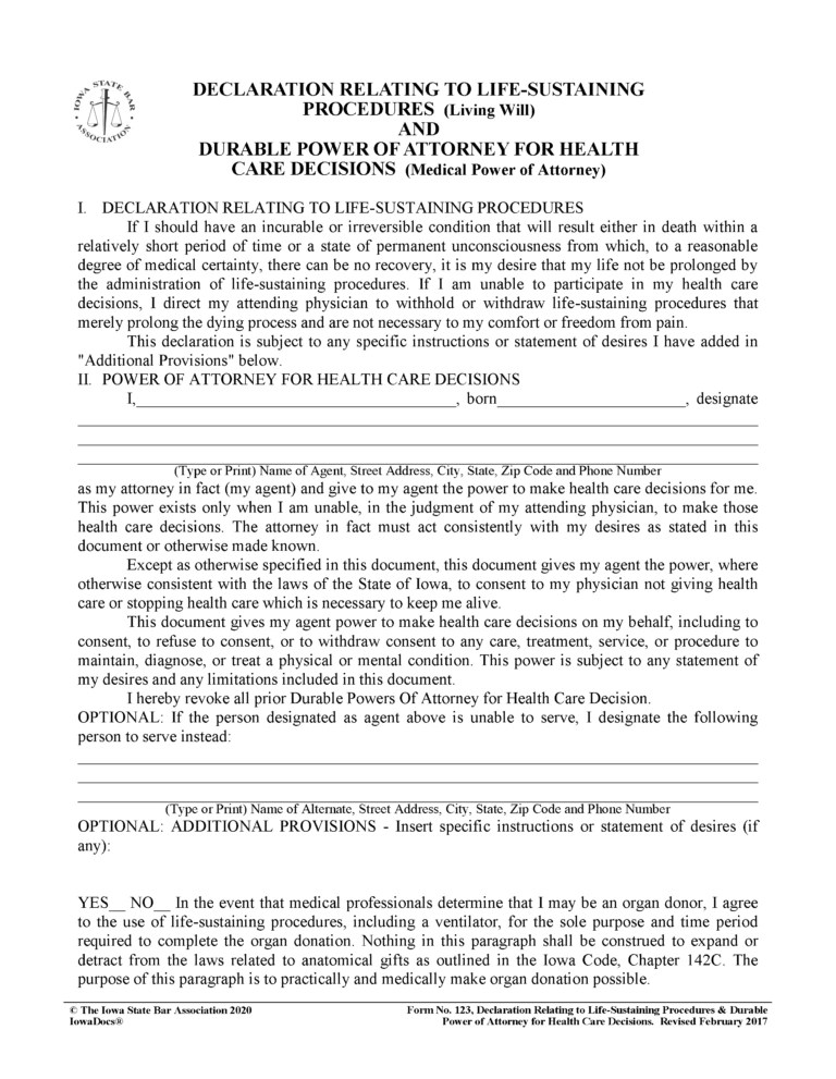Free Iowa Power of Attorney Forms PDF Word