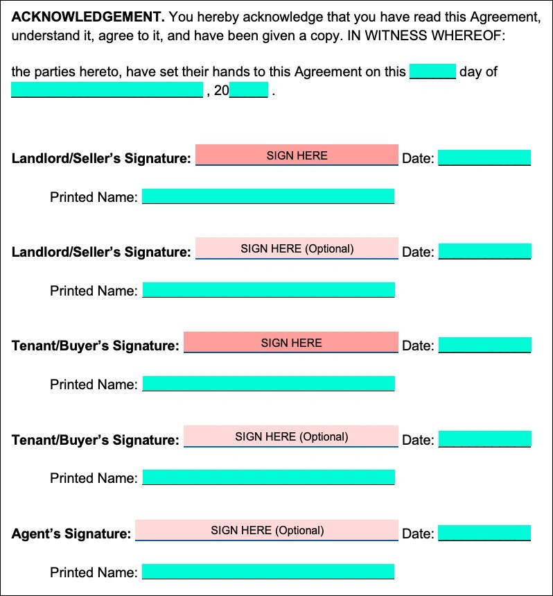 Free RenttoOwn (Lease Option) Agreement PDF Word