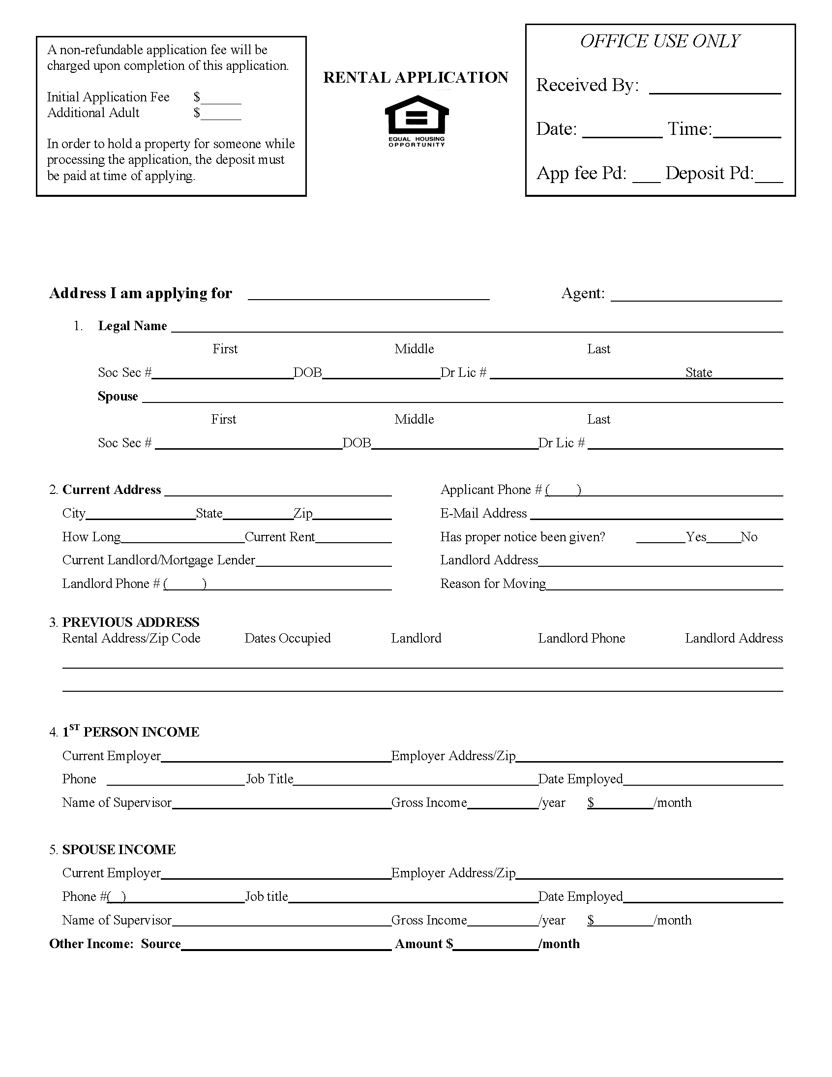 Nebraska Rental Application PDF (2021)