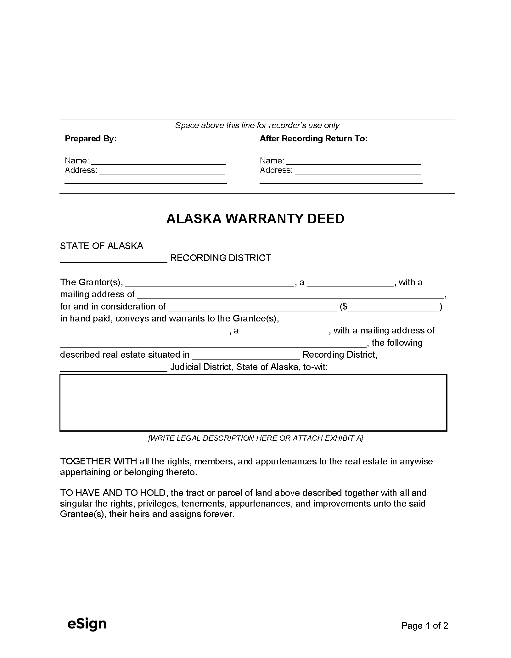 Free Alaska Deed Forms