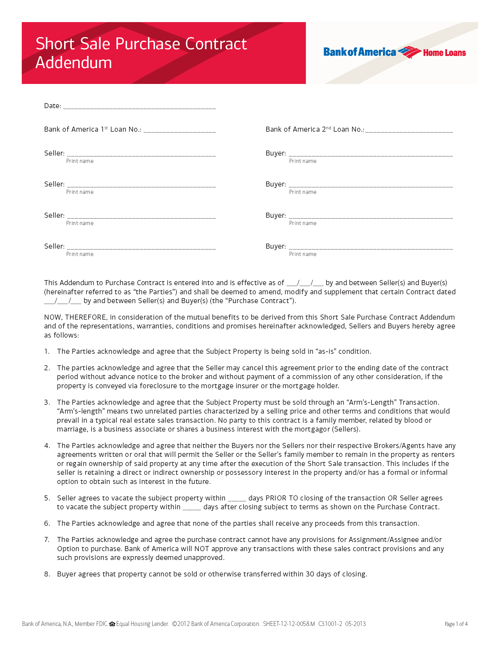 Free Short Sale Addendum Form (4) PDF Word