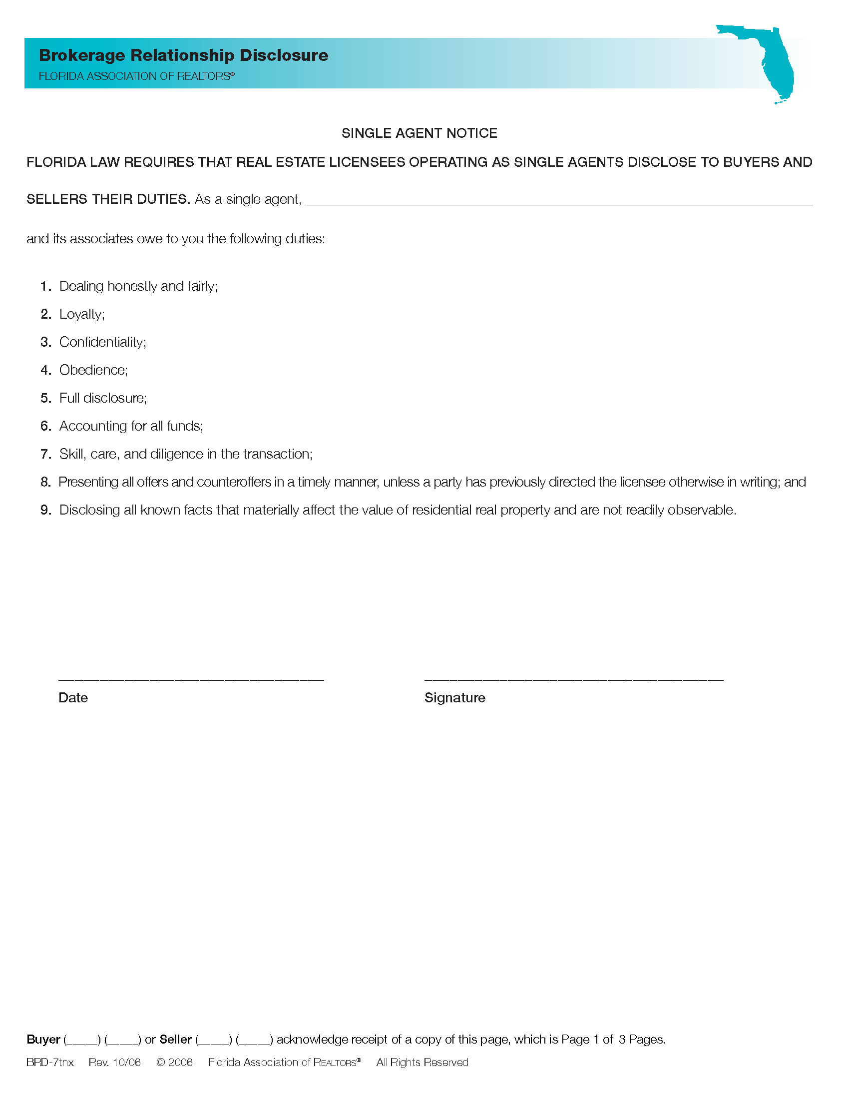 Free Florida Real Estate Listing Agreement PDF Word