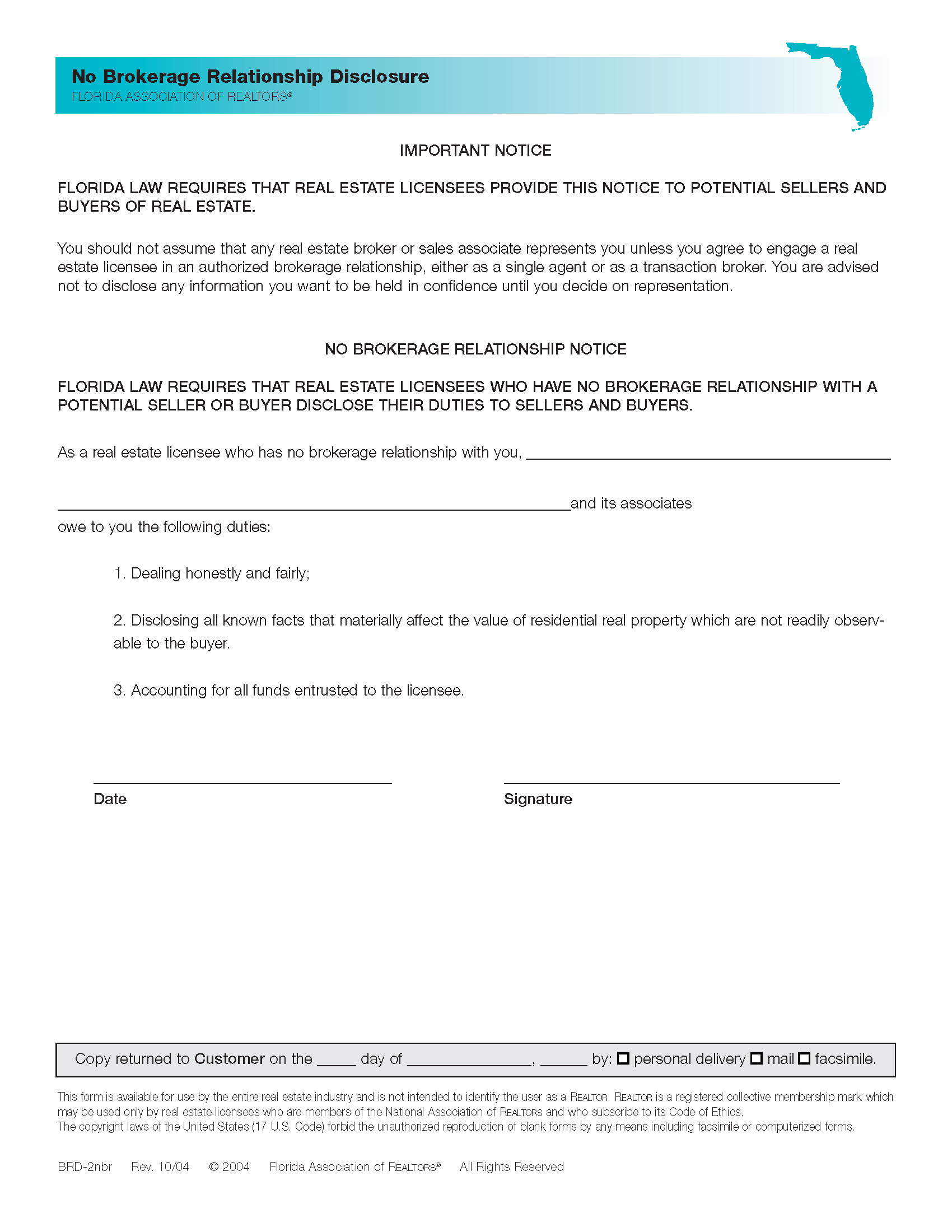 Free Florida Real Estate Listing Agreement PDF Word