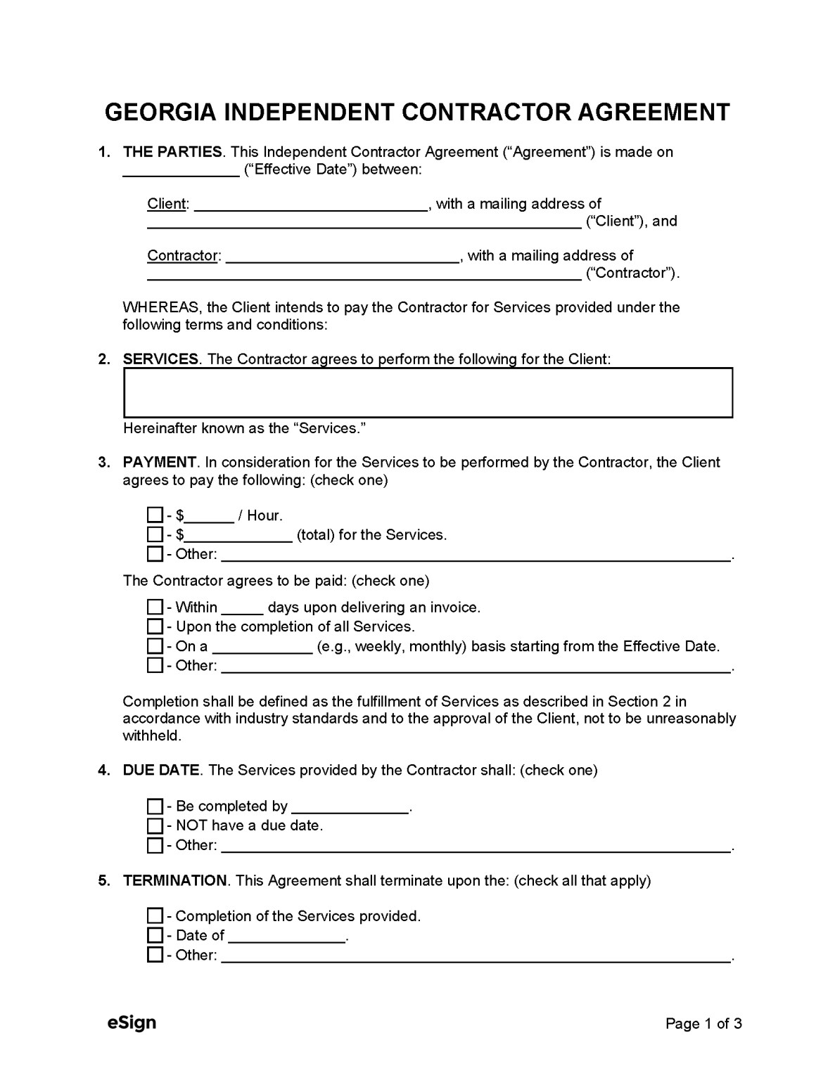 Free Independent Contractor Agreement PDF Word