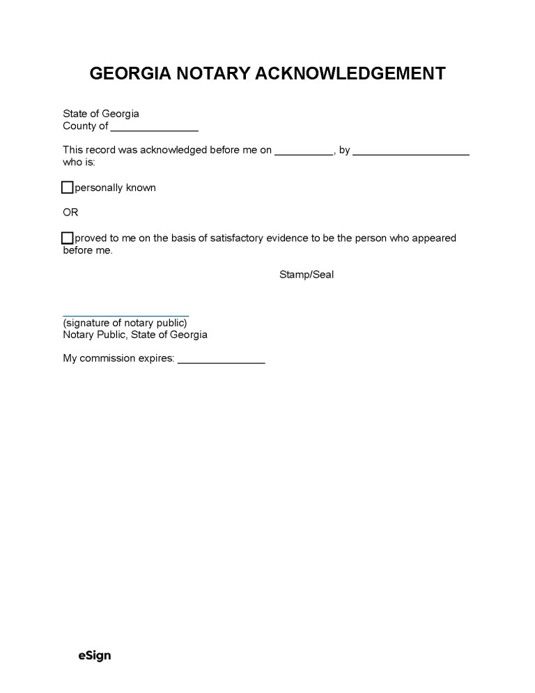Free Notary Acknowledgment Form PDF Word