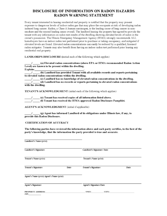 Free Illinois Standard Residential Lease Agreement PDF Word