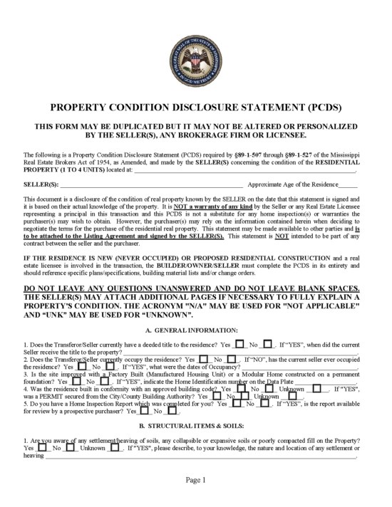 Free Mississippi Real Estate Listing Agreement PDF Word