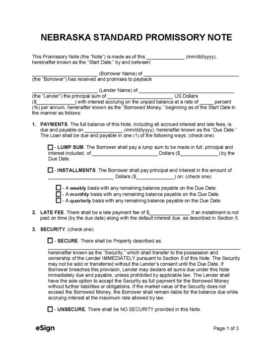 Free Nebraska Deed of Trust Form PDF Word