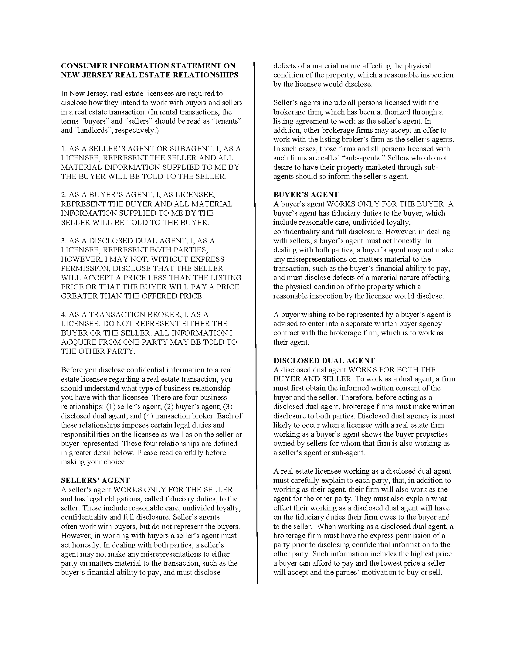 Free New Jersey Real Estate Listing Agreement PDF Word