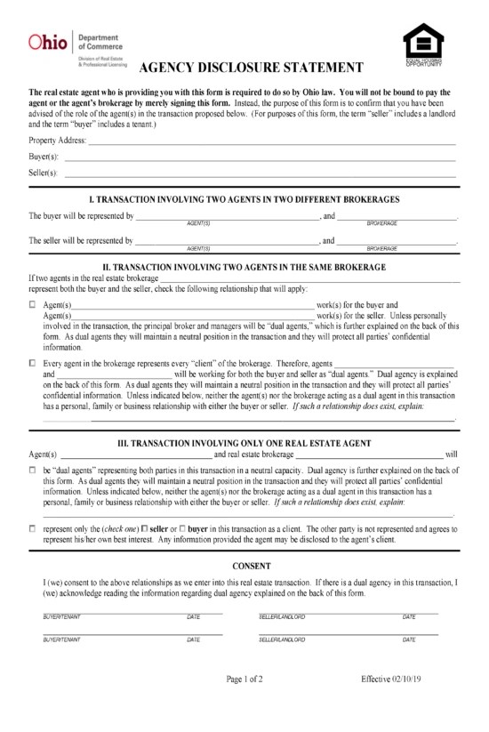 Free Ohio Real Estate Listing Agreement PDF Word