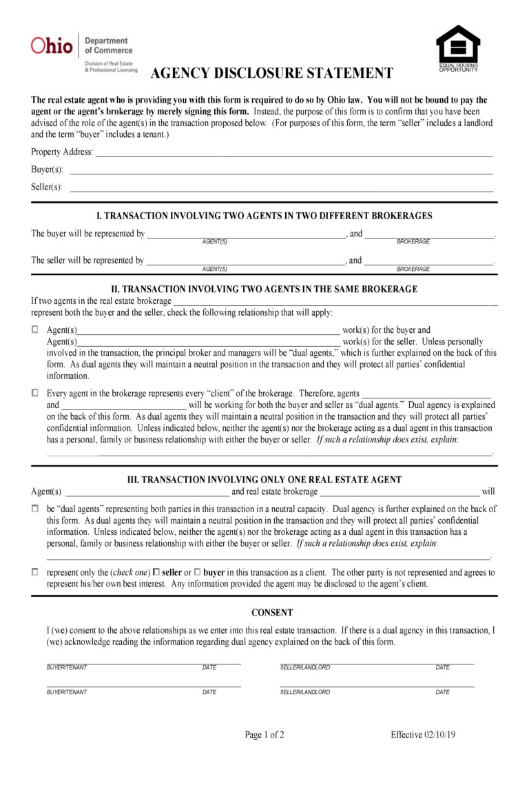 Free Ohio Real Estate Listing Agreement PDF Word
