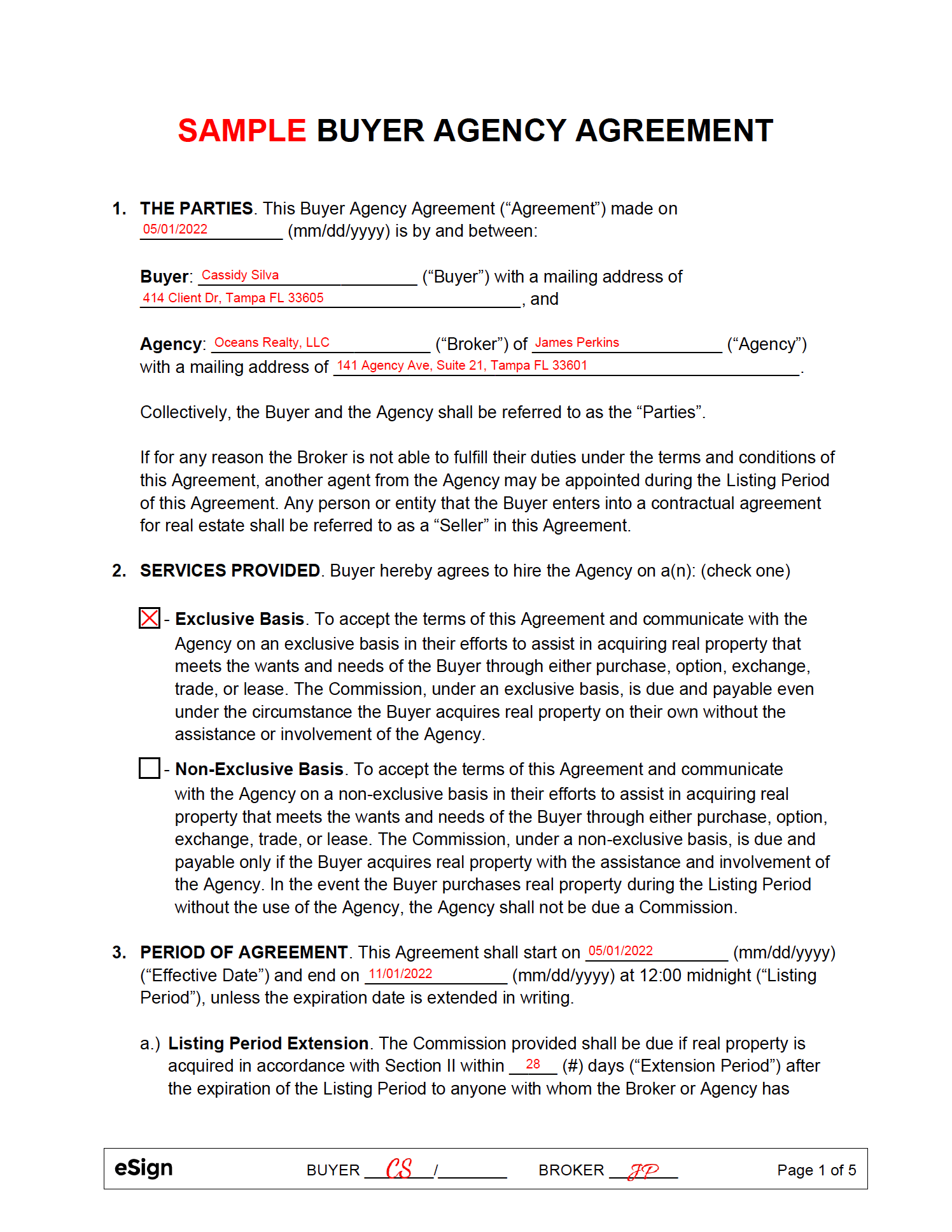 Free Buyer's Agency Agreement PDF Word