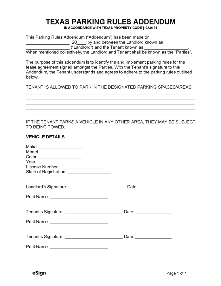 Free Texas Standard Residential Lease Agreement PDF Word