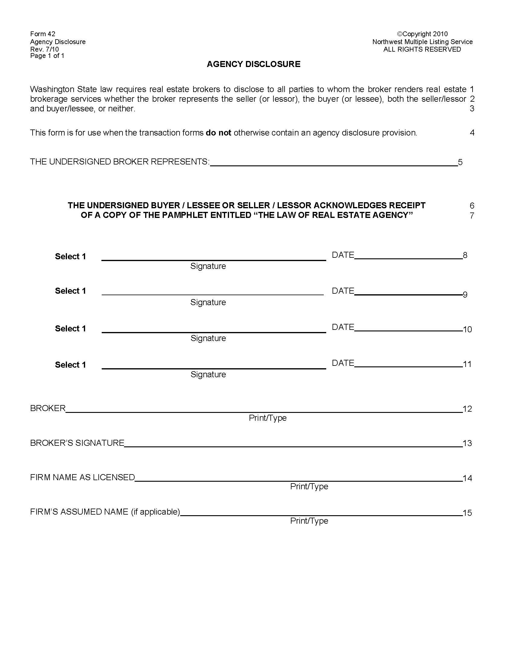 Free Washington Real Estate Listing Agreement PDF Word