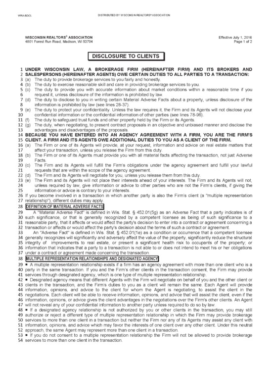 Free Wisconsin Real Estate Listing Agreement PDF Word