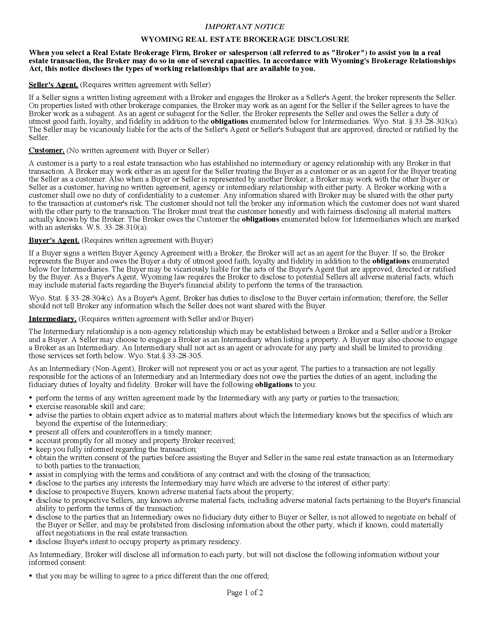 Free Wyoming Residential Purchase and Sale Agreement PDF Word