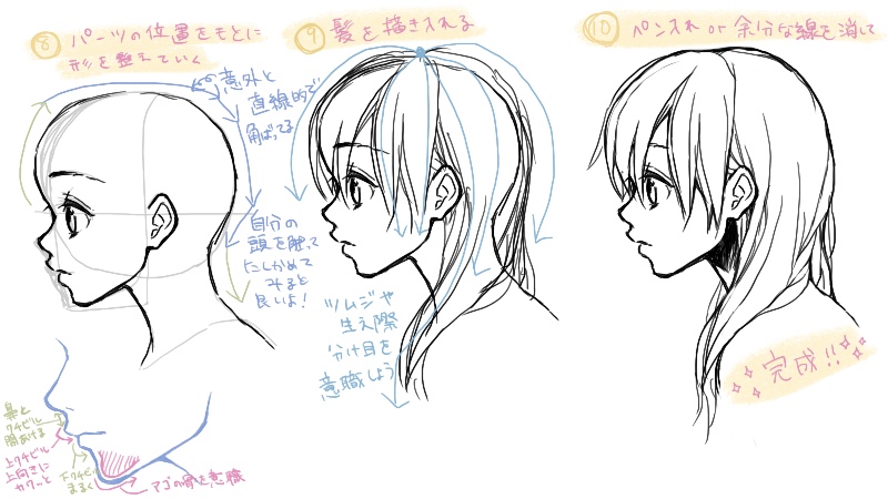 髪あり・上向き】あごのラインがぽっちゃりな横顔の女性のイラスト素材 [73528168] - Pixta 横顔の描き方！横顔が失敗する10の原因を知ろう | 絵師ノート