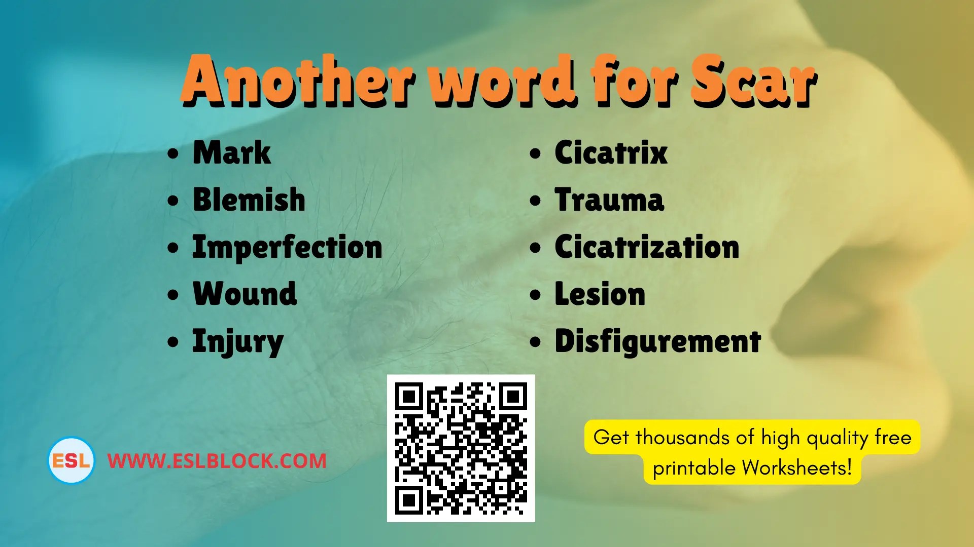 What is another word for Scar? Example Sentences with Scar English