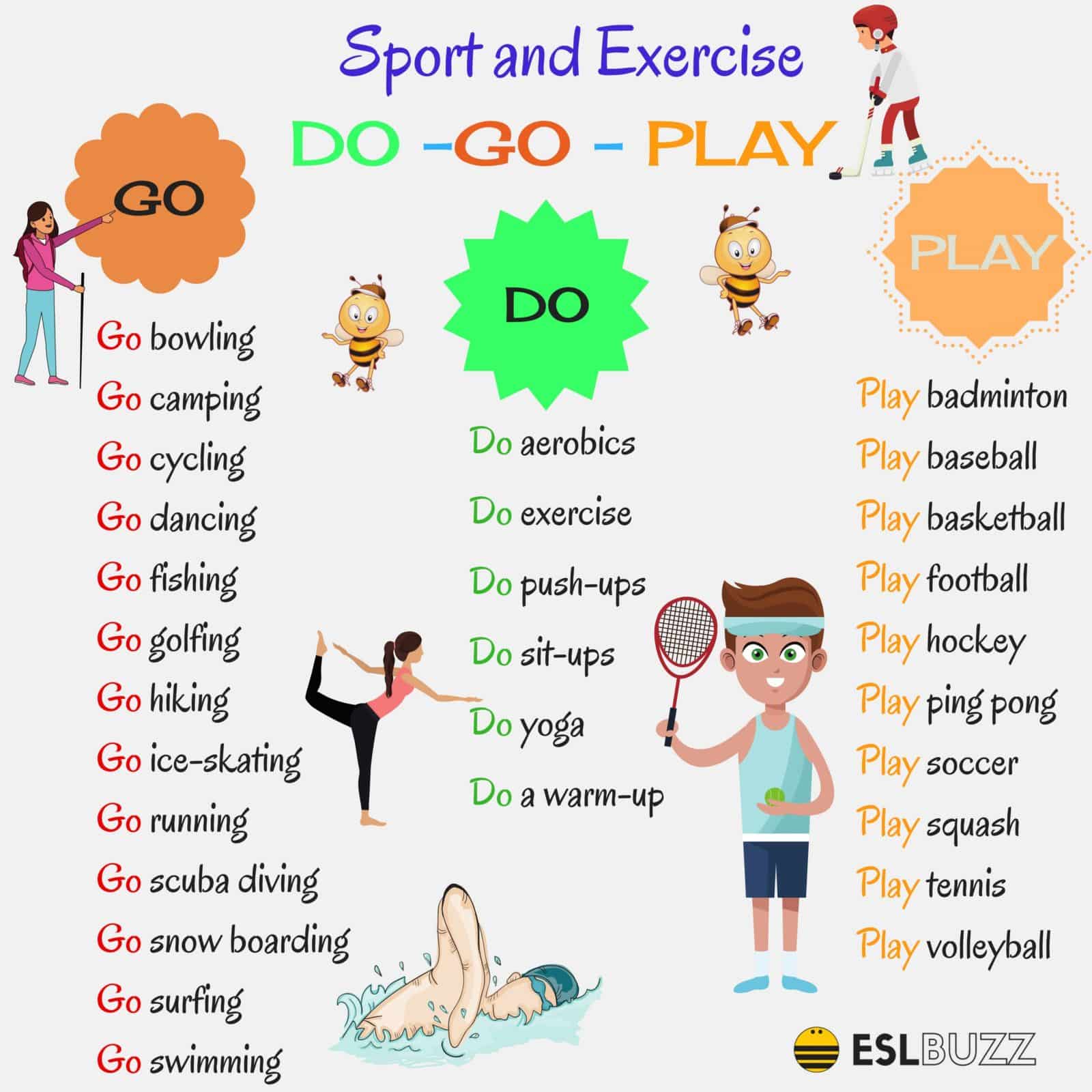 How to Use DO & GO and PLAY with Sports and Activities ESLBUZZ