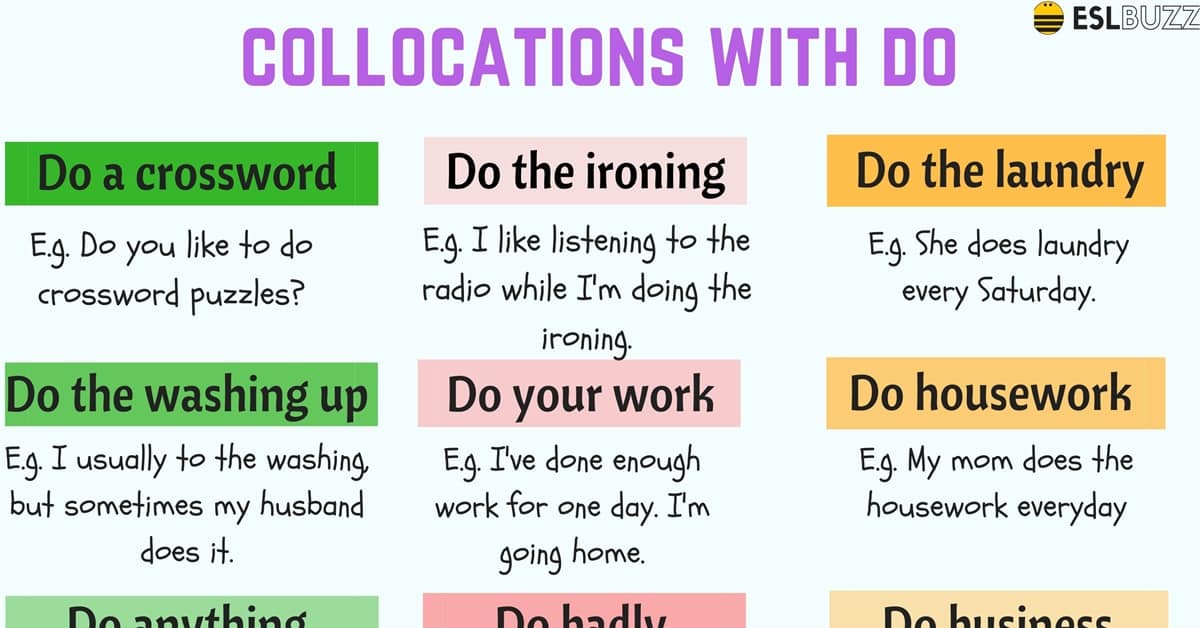 40+ Most Common Collocations with DO in English ESLBUZZ