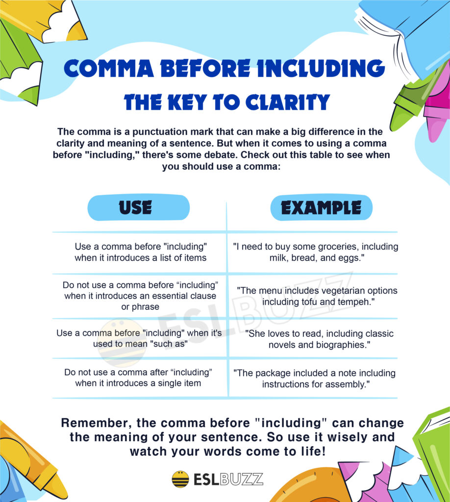 Comma Before Including Is It Really Necessary? ESLBUZZ