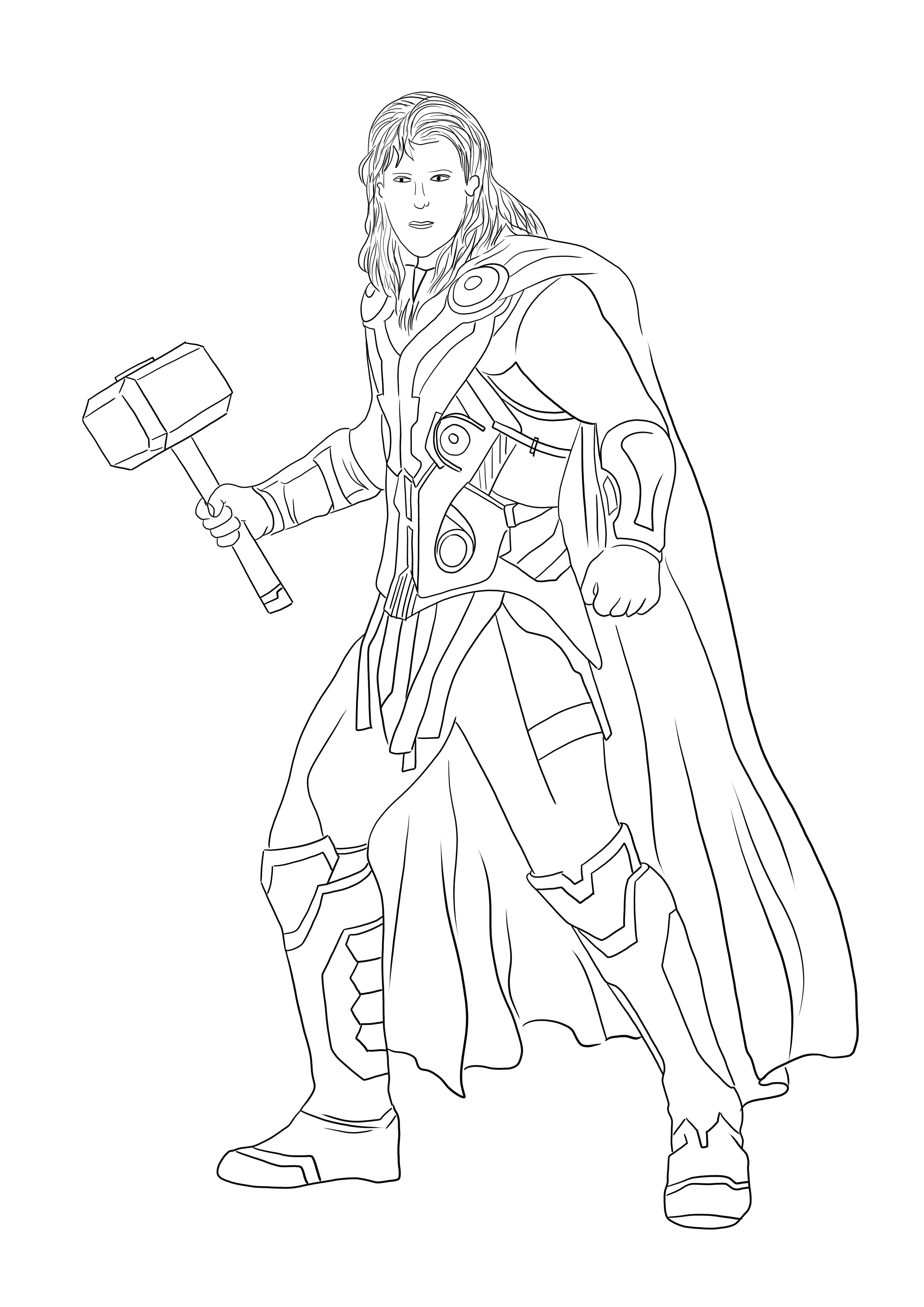 Free coloring image of Thor from Avengers to download or print for all