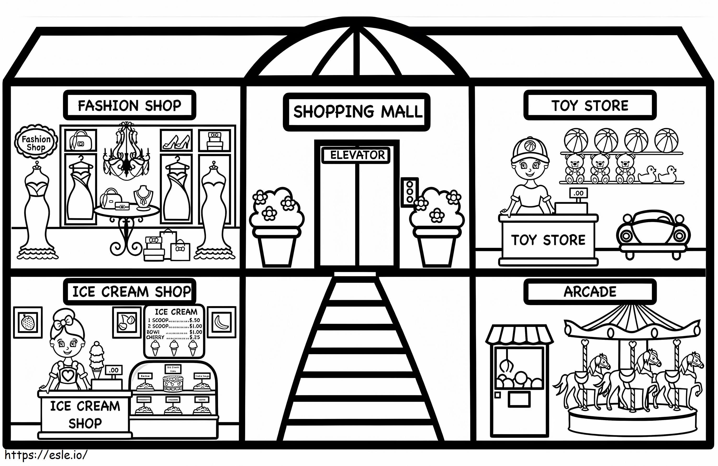 Printable Shopping Mall coloring page