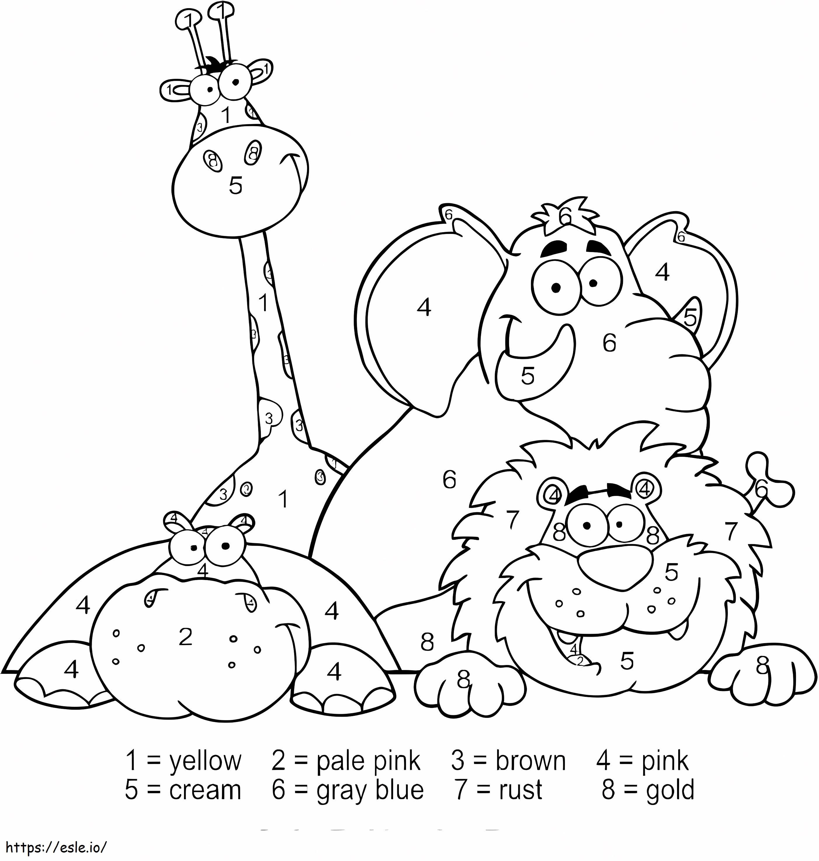 Animals Color By Number coloring page
