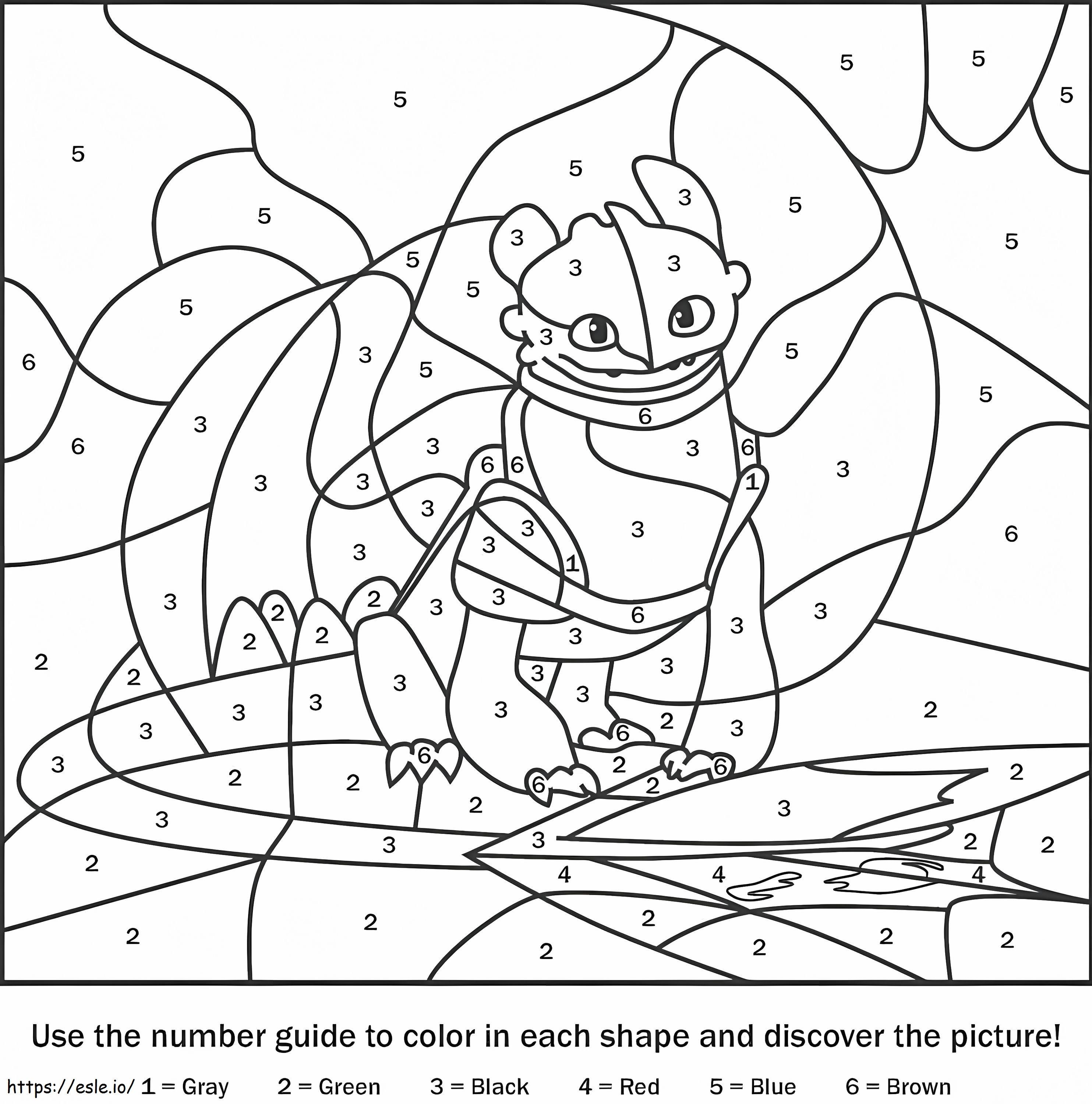 Toothless Dragon Color By Number coloring page