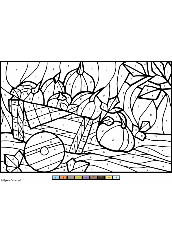Pumpkins Color By Number coloring page