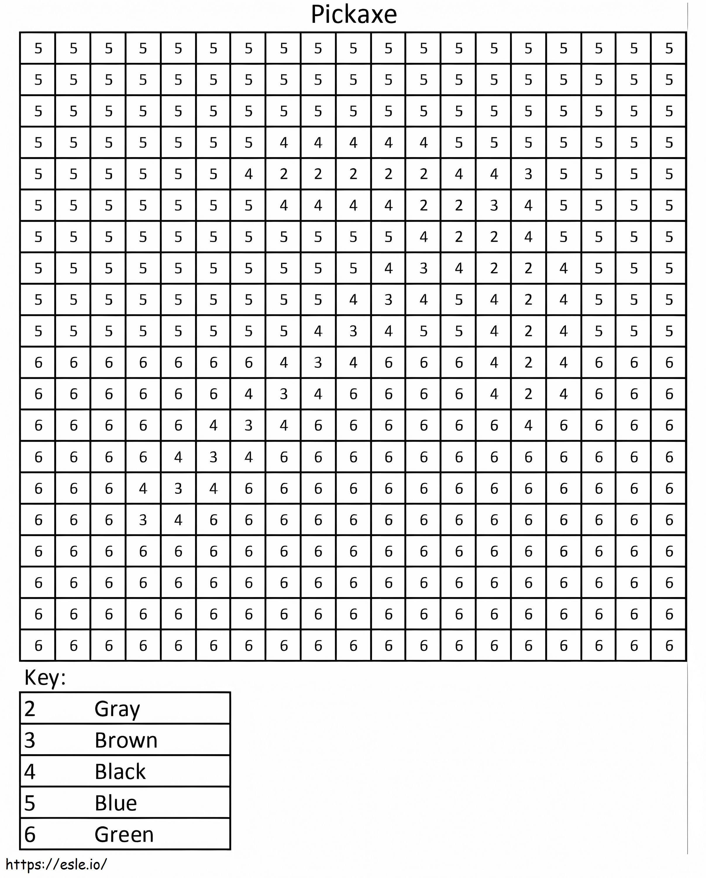 Minecraft Pickaxe Color By Number coloring page
