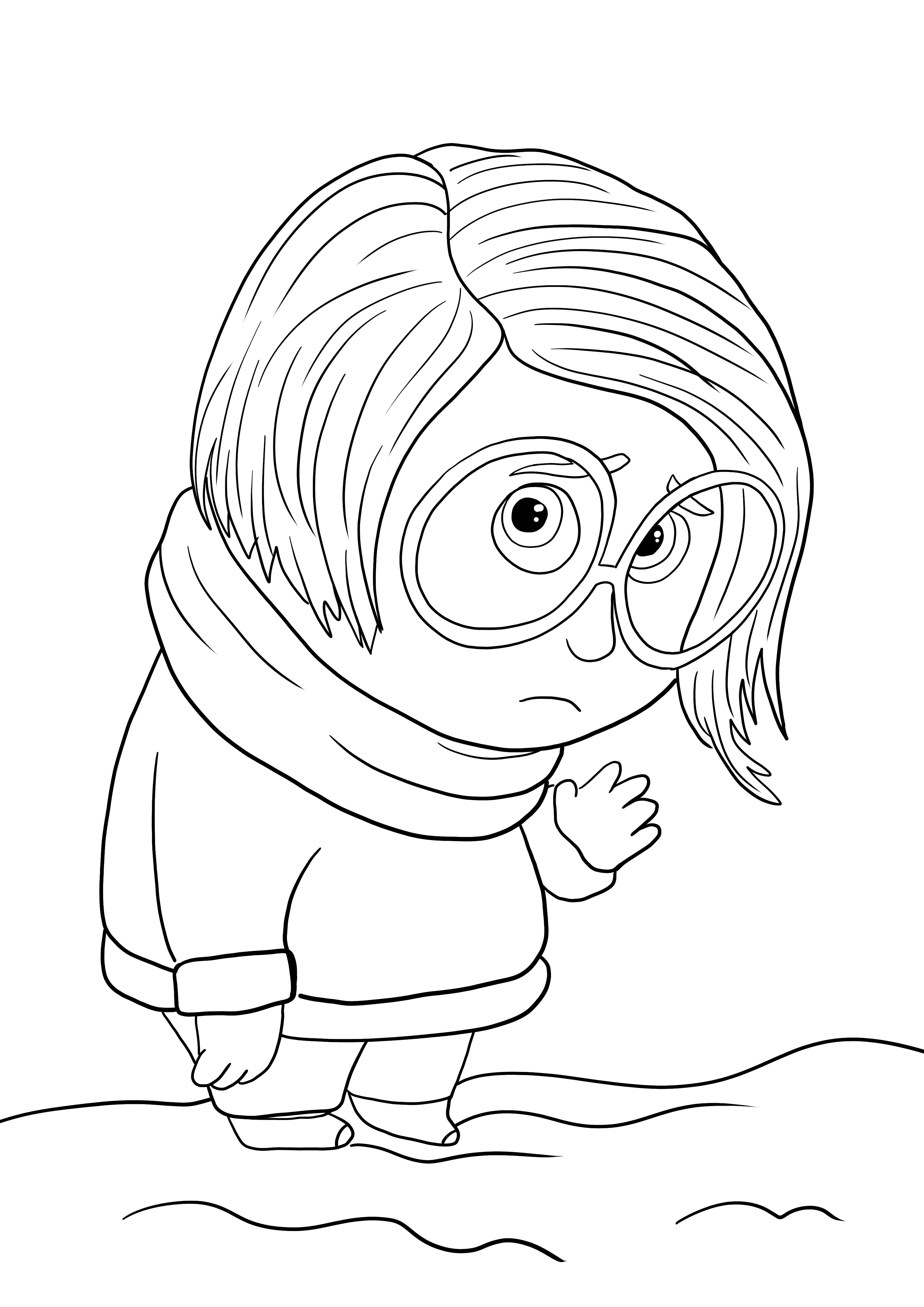 Inside Out Sadness waving hand coloring and free printing